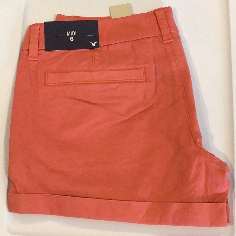 NWT AEO American Eagle Twill Midi Shorts 6